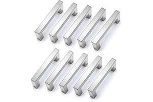 Drenky 10 Stück Silber Rostfreier Stahl Türknäufe, Möbelgriff mit Schraube für Schublade, Schrank, Möbel, Küche, Heimdekoration, Lochabstand 64 mm