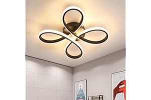 ‎COMELY Comely Schwarz Deckenlampe LED, 30W 3500LM Deckenleuchte Wohnzimmer Modern, Creative Flower Form Acryl Deckenbeleuchtung LED für Balkon Diele Schlafzimmer Wohnzimmer, Warmweißes Licht 3000K