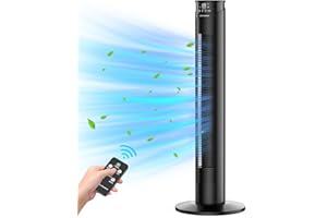 JERVAMNI Ventilateur Colonne Silencieux | 93CM Ventilateur Tour avec Télécommande & Écran LED | 6 Vitesses de Vent & 5 Modes | Fonction Oscillation à 70° | Minuterie de 12H - Convient pour Maison/Bureau