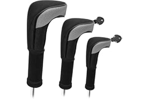 FUZVOL Lot de 3 housses universelles pour club de golf - Qualité supérieure - Pour conducteur de bois - Fairway - Hybrides - Noir/rouge
