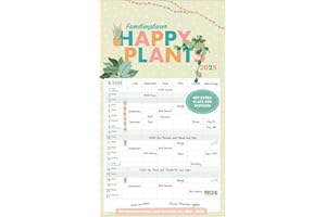 Familienplaner Happy Plants 2025: Familientimer, 6 große Spalten. Mit Ferienterminen, extra Spalte und Vorschau bis März 2026 und vielem mehr. Format: 27 x 46 cm