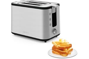 ‎KRUPS Krups KH442D Control Line Premium Toaster, Edelstahl, 2 kurze Schlitze für 2 Scheiben, Brötchenaufsatz, 6 Bräunungsgrade, 850 W, 23.6 x 32.4 x 20.2 cm, Silber/ Schwarz