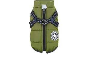 Eezita Winter Puppy Coat waterproof, reflective jacket to keep small pets warm and visible in snow rain,for Small, Medium Dogs (green S)