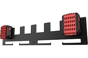 Meistergut® Premium 6er Wandhalterung für Bosch Akkus aus massivem Stahl [Made IN Germany] - Stabiler Bosch Akkuhalter für Ordnung in der Werkstatt und Auto mit Befestigungs-Set - Profi Anbringung…