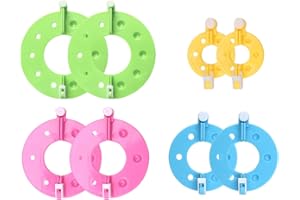 DEWFIGS ㅤ 8 Stück Pompom Maker Set mit in 4 Größen, Pom Pom Maker Kunststoff Bommelschablonen für DIY Handarbeiten, Einfache Herstellung von Pompoms, Dekorationen und Kunsthandwerk, Vielseitig einsetzbar