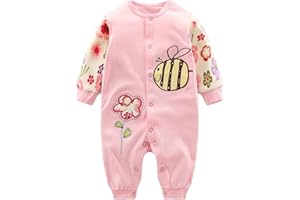 MINIZONE Bambino Pigiama, Neonato Pagliaccetto in Cotone Ragazzi Tutina Fumetto Outfits 0-3 Mesi
