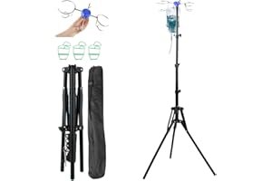 KENSBRO Support à perfusion réglable, barre IV pliable, hauteur réglable de 87 à 190 cm, égouttoir avec 4 crochets et porte-ampoule pratique, avec trépied stable, pour hôpital et soins à domicile