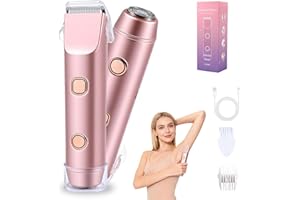 Carehabi 2 en 1 Depiladora Eléctrica Mujer & Afeitadora Femenina Zona Íntima - IPX7 Impermeable, Depiladora Facial Mujer Indolora, Carga USB para Bikini, Axilas, Piernas y Cuerpo