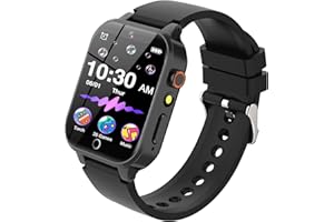 SMOOCE 2024 Upgrade Kids Smart Watch,26 Games Kids Smartwatch Toys for Boys Girls Gifts,Alloy Metal Smart Watch for Kids with HD Camera Music Video Pedometer Alarm(Black)