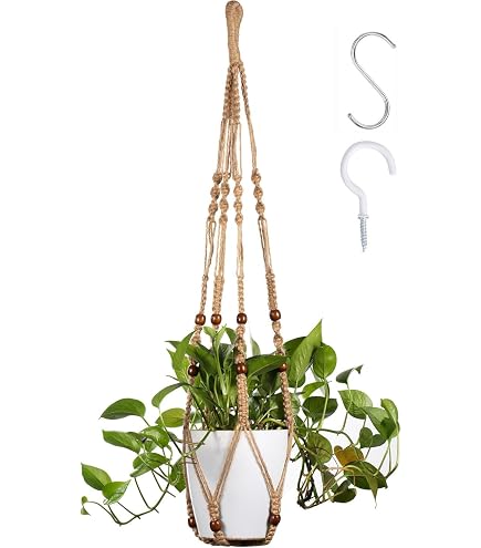 20 Makramee-Pflanzenaufhänger Aus Jute – Dekorative Hängekörbe Für Drinnen & Draußen (je 122 Cm)