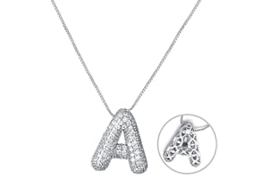 RWQIAN Bubble Initial Letter Chain Argento/Oro Delle Donne Balloon Sparkling Zirconia Lettera Pendente Collana Alfabeto A-Z Gioielli Regali delle Donne