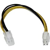 StarTech.com Cable 20cm Extensión Alargador Fuente Alimentación Corriente Placa Base CPU ATX12V 4 Pines P4 - Macho a Hembra