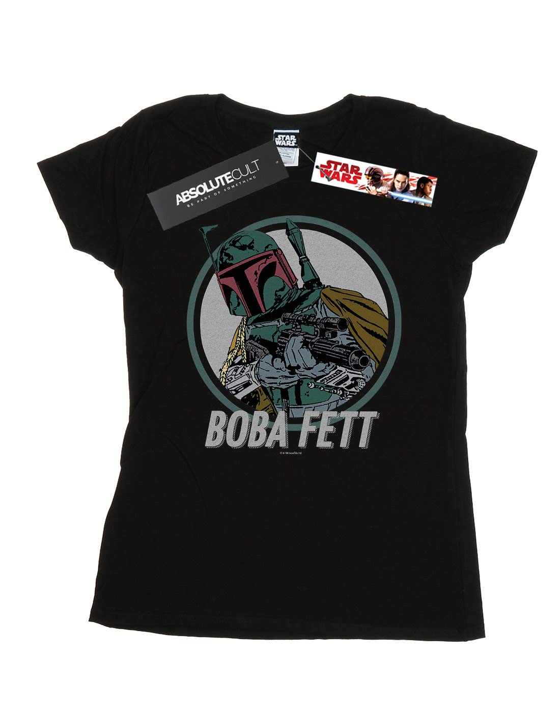 Star-Wars-Damen-Boba-Fett-Retro-Circle-T-Shirt-Schwarz-Small