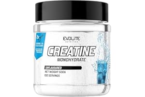 ‎EVOLITE NUTRITION Creatin Monohydrat 500g - Taurin Kreatin Pulver, Pre Workout - 100 Portionen - Perfekt Löslich, Vegan & Mikronisiert, 3 Monate Vorrat - Evolite Nutrition