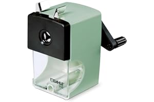 Dahle 155 sacapuntas de mesa manual para lápices de hasta 12 mm - Sacapuntas de precisión con manivela - Sacapuntas profesional en menta para la oficina y la escuela