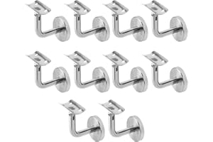 Gimisgu 10 Piezas Soporte Pasamanos, Soportes de Baranda Barandilla Pasamano de Acero Inoxidable para Escalera Pared, Acero Inoxidable para Escalera Pared Interior et Exterior, 49x49mm