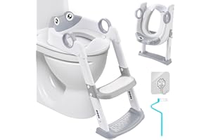 UCAMP Reducteur Toilette Enfant, Rehausseur Toilette Enfant Toilette Abattant WC avec Reducteur Enfant, Adaptateur Toilette Enfant, Réglable en Hauteur Pliable,éclaboussures,Adapté en Forme de V,U,O