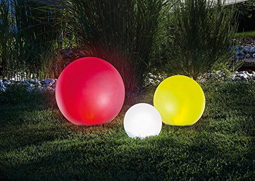 BUVTEC Solar Leuchtkugel 3er Spar-Set 20, 30 und 40 cm, Dauer- oder Wechsellicht 7 Lichtfarben 8 Std. Leuchtdauer - 3