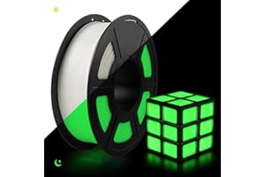 TECBEARS Filament PLA, świecący w ciemności, 1,75 mm, pasuje do większości drukarek 3D, dokładność wymiarowa +/- 0,02 mm, szpula 1 kg, biały, świeci na zielono