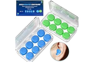 Lot de 8 paires de bouchons d'oreilles réutilisables en silicone pour dormir et nager, antibruit pour les nageurs, les ronflements, les concerts, les avions, les voyages, le travail, les études