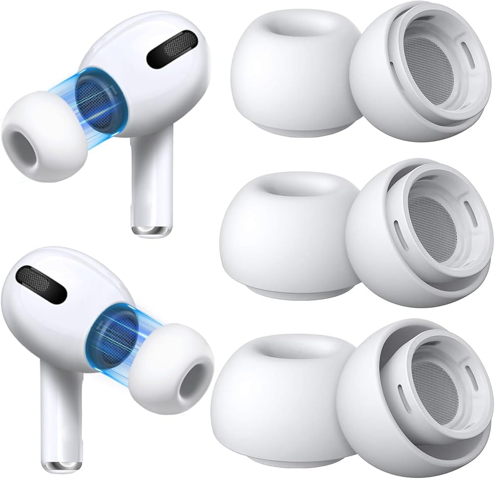 Polislime AirPods Pro & AirPods Pro 2. Nesil için 3 Çift Yedek Kulak Uçları, Gürültü Azaltma Delikli Silikon Kulak Ucu Ağrısı Yok, Kaymaz Yumuşak Kulak Uçları Airpods Pro/Pro 2 ile Uyumlu (Boyutlar