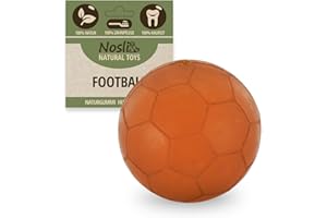Nosli Natural Toys Football - Piłka dla Psa Premium z Naturalnego Kauczuku, Pielęgnacja Zębów, Zabawka do Żucia i Rzucania dla Małych i Dużych Psów