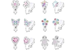 XFSRG 6 Paia Orecchini a Clip Bambina Principessa Gioielli con Cuori Fiori e Arcobaleni Metallo Anallergico Clip Morbide Senza Dolore Idea Regalo Dolce per Piccole Principesse