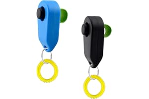 SOWBUD Dog Training Clickers Finger Loop 2 PCS, Reinforces Positive Behaviour Train Clicker Aid Tool, Professional Effective Trainer Tools Comfortable Grip Suitable for Dogs Puppies Cats Pets, Black and Blue