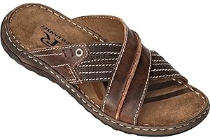 Tom Ramsey Herren Lederpantoletten, klassische Sommerschuhe für den Mann, Schuhe aus hochwertigem Echtleder, bequeme Sandalen mit gepolstertem Fußbett, Größe 40-46