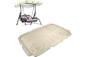 TITA-DONG Swing Canopy Replacement Cover, 600D Silver Coated Oxford Fabric Replacement Canopy Top Cover, Waterproof Replacement Canopy for Patio Yard Seat(Beige)