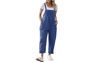 YIzdegg Dam bomull hängselbyxor långa breda ben säckig jumpsuit ärmlös justerbara remmar sparkdräkt avslappnad lekdräkt overa