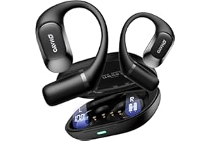 OHAYO Open Ear Kopfhörer T10 – 40H Laufzeit, Bluetooth 5.4, IPX6 wasserdicht, 8g Ultraleicht, Digital Display, sicherer Sitz für Laufen/Fahrradfahren/Gym/Sport, Schwarz