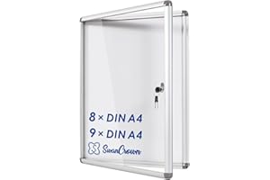 ‎S SWANCROWN Swansea Schaukasten Abschliessbar 8/9X DIN A4, Aushang Aushangkasten inkl. 36 Magnete, Infokasten Plakatschaukasten Magnetisch Innen, mit Stabiler Alu Rahmen, Acrylglas-98x72cm