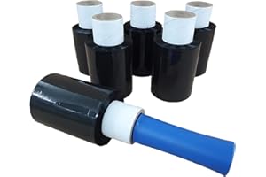 KODIAK TAPE 6 x Ministretchfolie + Abroller Schwarz Stretchfolie Bündelstretchfolie 10cm x 150m 23µm