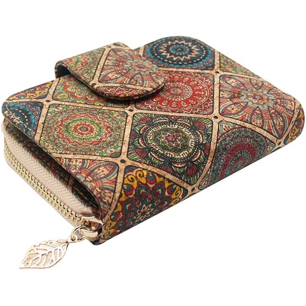 Boshiho Kurk portemonnee voor dames, veganistische damesportemonnee, RFID-blokkering, grote capaciteit, ritssluiting, lange portemonnee, cadeau voor dames met geschenkdoos, H, 19*2*9.5CM, Modern