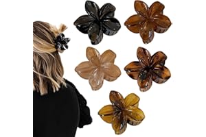 NHQZ Lot de 5 pinces à cheveux fleurs clip griffe pour femme, 5 couleurs grandes pinces antidérapantes pour femmes, pince à cheveux femme élégant, pince à fleurs, accessoires cheveux pour filles et