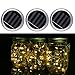 Price comparison product image 3 Pack Color Changing Solar Mason Jar Light Lid Insert LED String Colorful Fairy Lantern Lights for Garden Porch Decor Party Wedding Holiday Decoration, 3 Colors (Warm White)