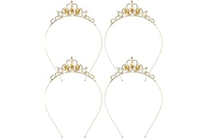 XNIVUIS Lot de 4 diadèmes de princesse dorés avec strass et perles de cristal - Pour filles et femmes - Pour mariage, bal de fin d'année, fête costumée, Noël