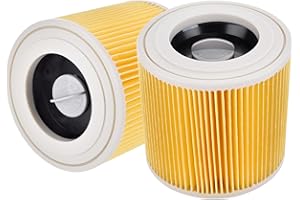 Artraise Cartridge Filters for Karcher WD2 WD3 WD3P WD1 A2004 MV3 MV2 Series, Replacement Filter Cartridge A K KNT NT SE 4001 SE 4002 VC Wet & Dry Hoover Vacuum Cleaner, Part 64145520 (2PCS)