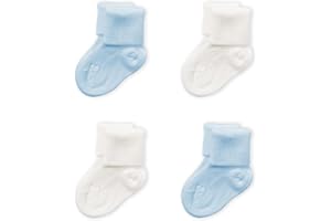 Prisco Calzini Neonato 0-3 Mesi in Cotone Filo di Scozia, Calze Neonatali Maschio o Femmina, Regalo Nascita Bimbo Bimba, 4 Paia