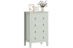 HOMCOM Bedroom Chest of Drawers, Modern 4 Drawer Dresser Cabinet with PU Leather Handles and Metal Runners for Living Room, Hallway, Entryway, 60 x 40 x 98 cm, Green