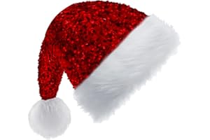 YAYAFUNFUN Pailletten Weihnachtsmütze für Erwachsene Kinder,35*45cm Nikolausmütze Plüsche Weihnachtsmann Mütze,Warm Dicker Nikolaus Mütze Santa Clause Mütze für Männer Frauen Familie Weihnachtsfeier