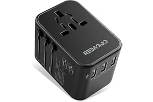 Adattatore Universale da Viaggio, Redagod Presa Universale da Viaggi, Adattatore Universale con 3 Porte USB e 2 Presa CA(5V/6A Max) Adattatore Presa Inglese/Americana/Europa/ 224+ i Paesi nel Mondo