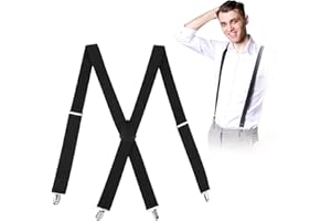 UWOBEFO Elástico Ajustable Tirantes Hombre Tirantes para Hombres Tirantes para Pantalones Hombre Elegante Retro X Forma Tirantes Caballero Adjustable 35mm Ancho Tirantes Rango de Ajuste Longitud 70-110 cm