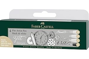 Faber-Castell 167151 - pisaki do tuszu Pitt Artist Pen Black and White, zestaw 4 sztuk