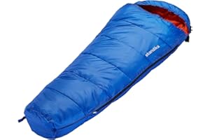 Skandika Vegas Junior - Sac de Couchage sarcophage Momie Enfant, Doublure intérieure Douce, imperméable, 3 Saisons, jusqu'à -12 °C, 170 x 70 cm, Sac de Couchage Enfant, Camping, randonnée