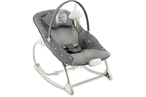 Sdraietta a dondolo MoMi LAPIS per bambini fino a 12 kg, a batteria, cinture 3 punti, barra con 2 giocattoli, schienale 3 posizioni, 8 melodie, regolazione volume, 3 modalità vibrazione