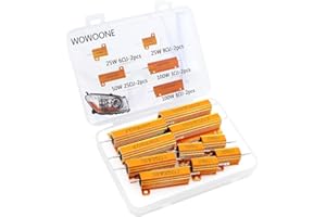 WOWOONE Kosiy Eiechip Set of 10 Power Resistor, Aluminum Shell Resistors, 25W 6 Ohm/8 Ohm, 50W 25 Ohm, 100W 8 Ohm/3 Ohm Watt Shell Power Aluminum Housed Case Wirewound Resistor for Nest Hello Doorbell