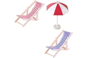 ZAHD 4 Piezas Tumbona de sombrilla de Playa en Miniatura Muñeca Casa Accesorios Miniatura Playa Miniatura Playa de decoración Micro Paisaje para Decoración de Casa de Muñecas de Jardín de Hadas DIY