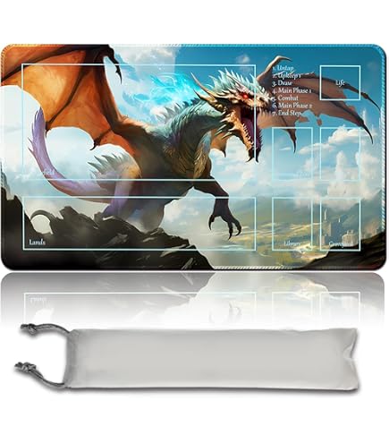 Gioco da tavolo MTG tappetini da gioco+gratis impermeabile bag,Stitched Edges,Smooth Rubber Surface,MTG PlayMat with Zones(An Original Ancient Hellkite Playmat) (Gishath, Sun'S Avatar - NO ZONE